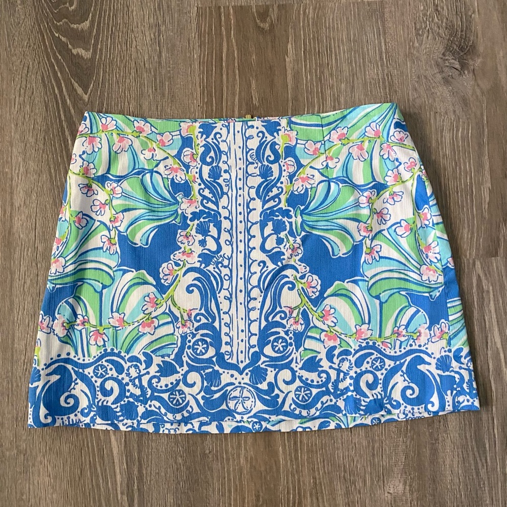 Lilly Pulitzer Tate Mini Skirt Women’s Size 2 Bay Blue Coasting  Nautical Print
